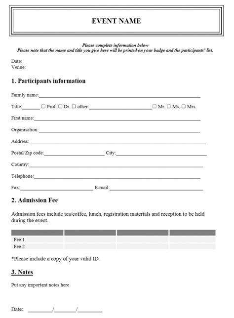 Event Registration Form Template