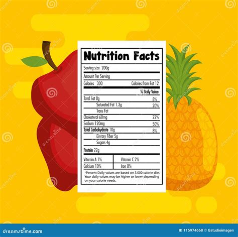 Fruits Group With Nutrition Facts Stock Vector Illustration Of Fresh