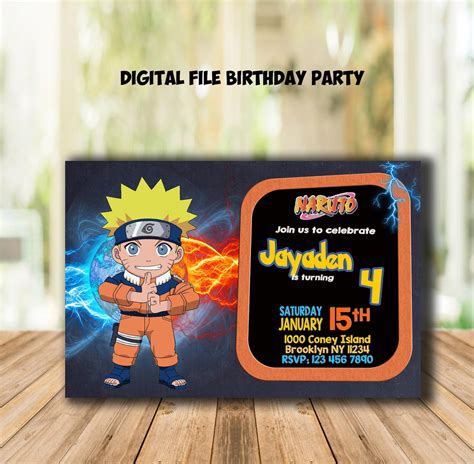 Invitación A Naruto Cumpleaños De Naruto Fiesta De Naruto Etsy