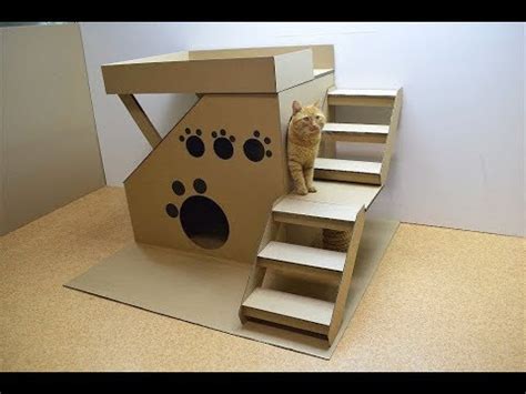 Use toilet paper tubes to create columns on the front of your dollhouse. How to make a house for a cat out of cardboard - YouTube