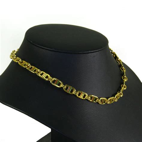 Paolo Gucci Signed Gold Tone Link ‘horse Bit Chain Necklace Late