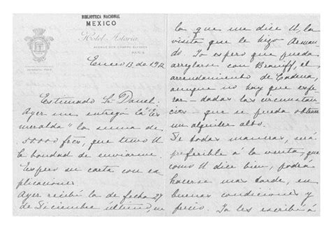 Carta De Carmen Romero Rubio De Díaz En París Al Enrique Danel En