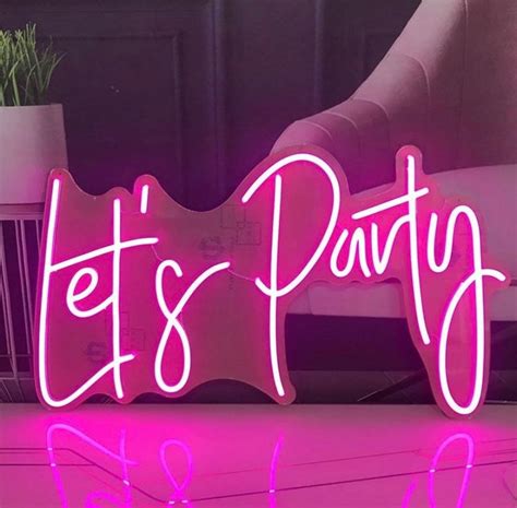 Lets Party Neon Sign Neon Light 75 X 34 Cm Etsy