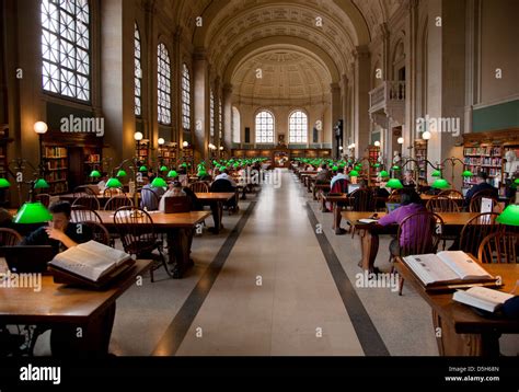 Interior View Of Reading Area Of Historic Boston Public Library Mckim