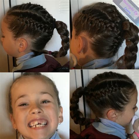 3 French Braids And A Upside Down Braid To A Ponytail Plait