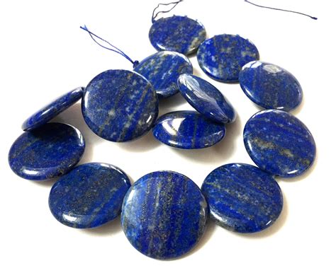 Lapis Lazuli 30mm Coin Beads Natural Lapis Semi Precious Etsy