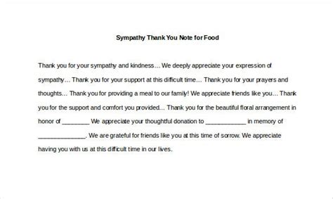 Sympathy Thank You Note Template 8 Free Word Excel Pdf Format