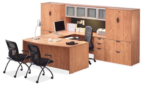 os laminate series  shaped desk  hutch  storage