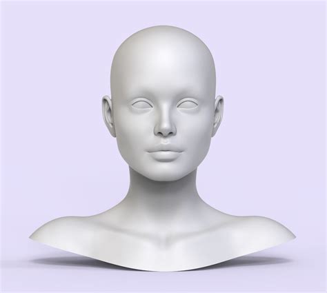 3d model 2 3d head face female character women teenager doll bjd 3d model vr ar low poly