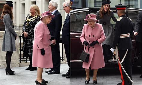 Queen And Kate Middleton Arrive For Joint Engagement In