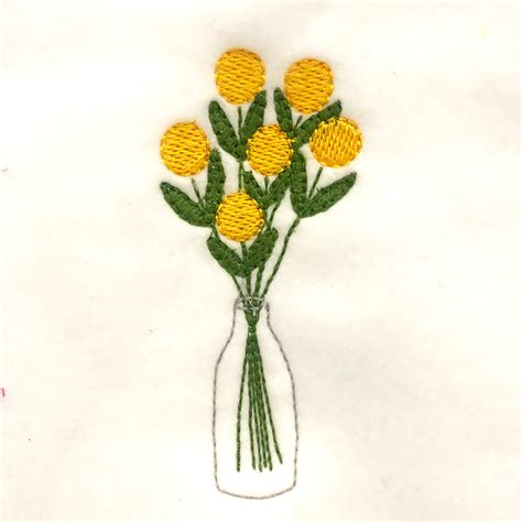Simple Flowers In Vase Machine Embroidery Design Machine Embroidery Geek