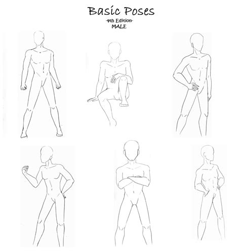 Male Standing Poses Reference Sketch Coloring Page