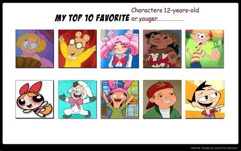 My Top 10 Favorite Characters 12 Or Younger Meme By Jesteroflullaby On