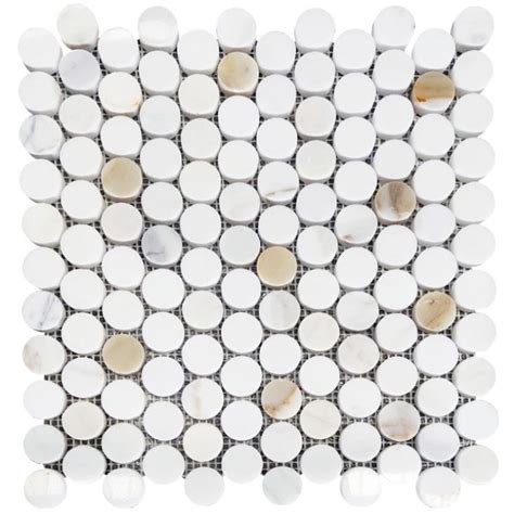 Calacatta Gold Marble Honed Penny Round Mosaic Calacatta Gold Marble