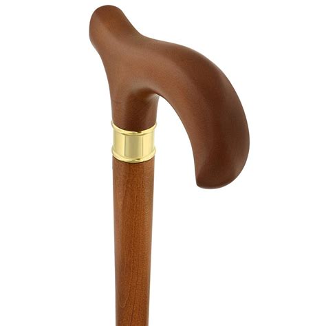 Brown Derby Walking Cane Beechwood Shaft And Brass Collar Royalcanes