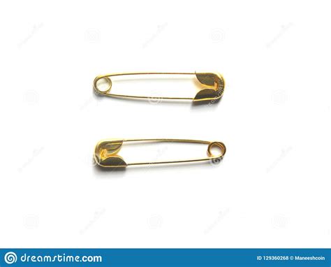 2 Golden Safety Pins Stock Photo Image Of Golden Fasten 129360268