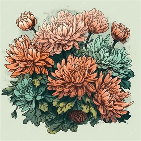 Premium Photo Beautiful Watercolor Painting Of Chrysanthemums