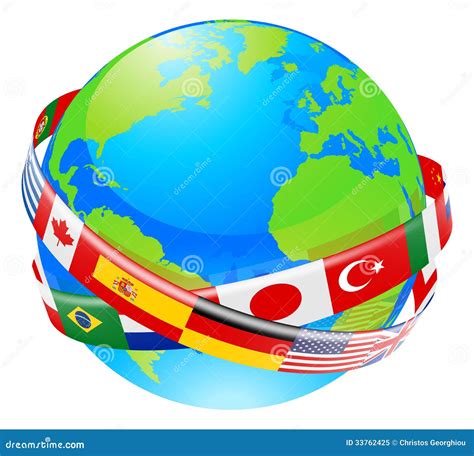 A Earth Globe With Flags Of Countries Royalty Free Stock Photo Image