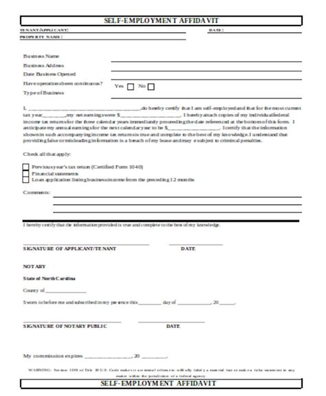 Free Sample Self Employment Forms In Pdf Word Excel Hot Sex Picture