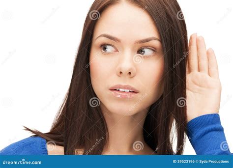Serious Woman Listening Gossip Stock Photo Image Of Face Hearsay