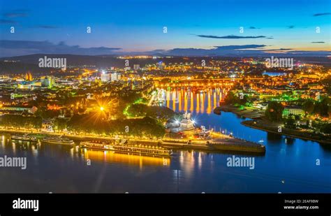 Deutsches Eck At Confluence Of Mosel And Rhein Rivers Hi Res Stock