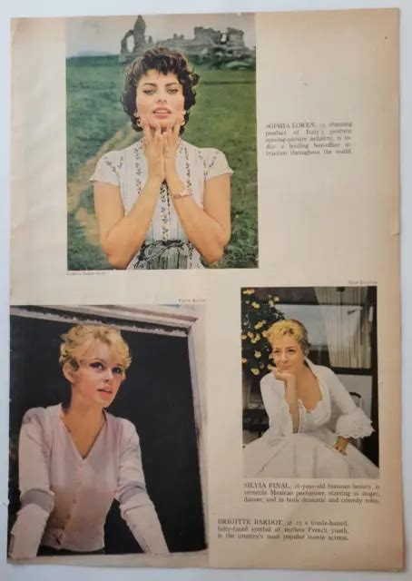 actresses sophia loren brigitte bardot photos profiles 1957 time ~7 5x11 2pg £19 82 picclick uk