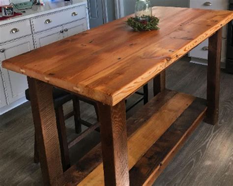 Rustic Kitchen Island Made From Reclaimed Pine Barnwood Made To Order Etsy Rustic Kitchen