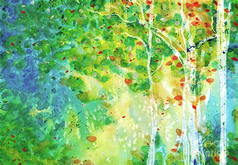 Abstract Green Trees Painting By Christine Gilvey Fine Art America
