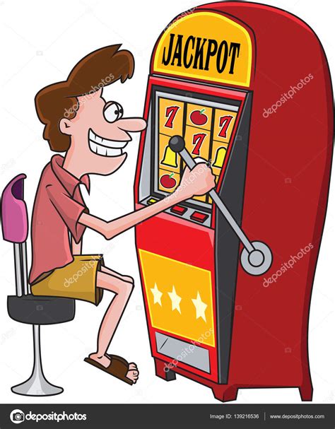 Comic Man Playing On Slot Machine ⬇ Vector Image By © Flinstone12