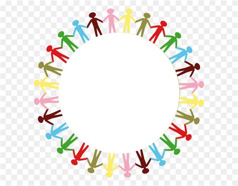 Circle Holding Hands Stick People Multi Coloured Clip Art Hands