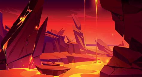 Hell Background With Lava In Cave Vector Art At Vecteezy