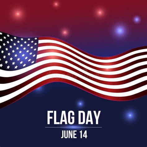 14 June Usa Flag Day Poster With American Flag And Blue Background