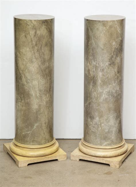 Pair Of Faux Marbleized Pedestals At 1stdibs