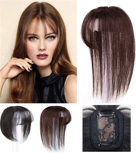 Lxue Realistic Crown Hair Pieces With Bangs Real Human Hair Clip In Toppers For Women With Hair