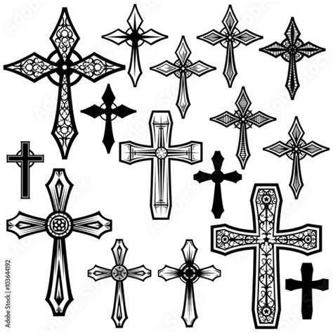 Various Vector Cross Shapes In Silhouettes Stock Image And Royalty