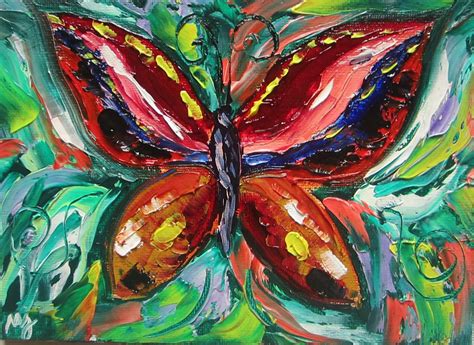 Oil Paintings By Maria J Jimenez Colourful Butterfly