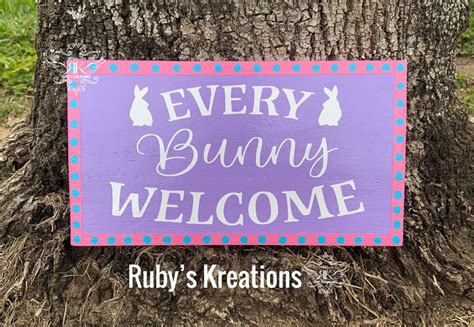 Easter Wreath Sign Every Bunny Welcome Sign Spring Sign Etsy