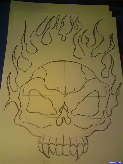 For best results, draw them smoothly and quickly. How To Draw Skull With Flames, Step by Step, Skulls, Pop ...