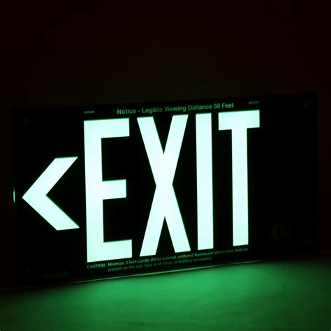 Ul 924 Acrylic Photoluminescent Exit Sign Green Exit Sign Sku Exit