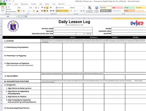New Deped K Daily Lesson Log Grades St Th Quarter All Subjects