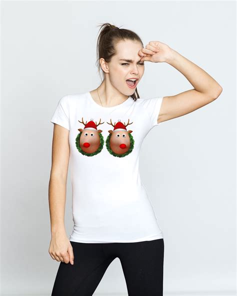 Womens Sexy Ugly Christmas Sweater Pastie Reindeer Boob Etsy