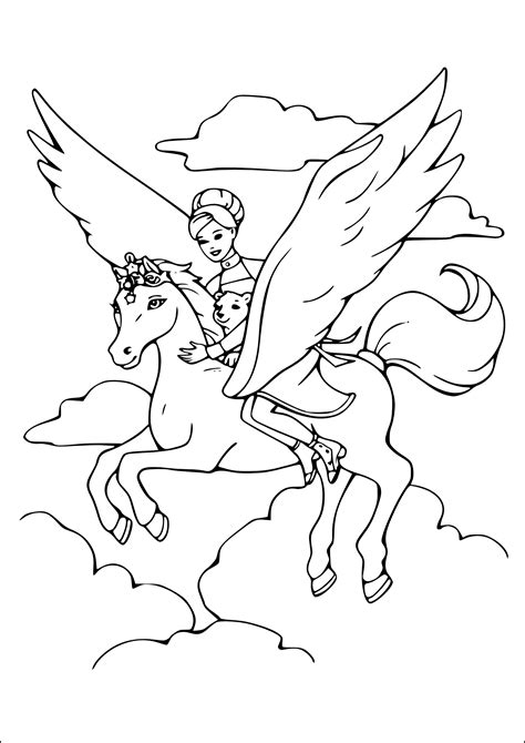 Coloriage licorne ailes tete mignon 143 dessin. Coloriage Licorne Barbie à imprimer et colorier