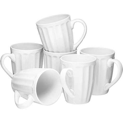 Coffee Mug Set Set Of 6 Large Sized 16 Ounce Ceramic Coffee Grooved