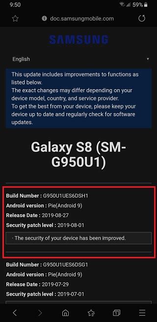 Us Unlocked Samsung Galaxy S8 August Security Update Goes Live Piunikaweb