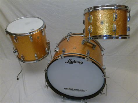 1966 Vintage Ludwig Downbeat Gold Sparkle Drum Set Sold