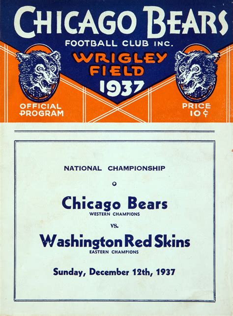 Chicago Bears Vs Washington Redskins December 12 1937 Sportspaper