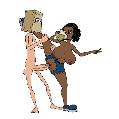Rule 34 Animated Bag Over Head Bambook Big Ass Big Breasts Big Penis Black Female Drinking