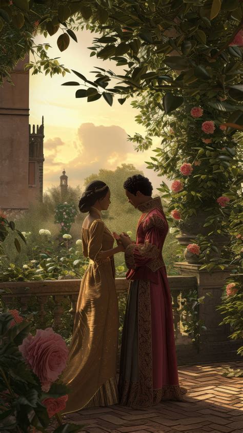 Medieval Couple Artwork Prince And Princess In Garden Fairy Tale
