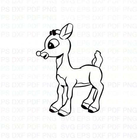 Rudolph The Red Nosed Reindeer Gazelle Outline Svg Stitch Etsy