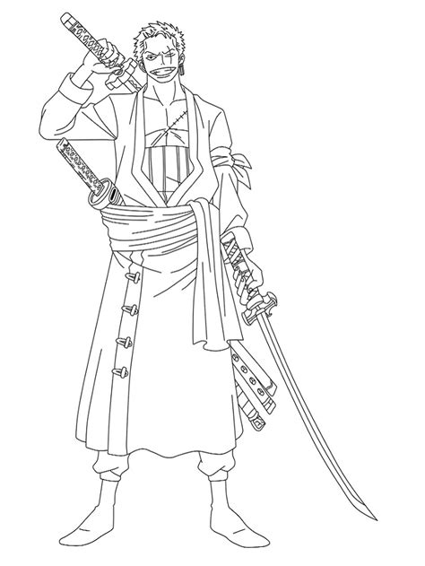 One Piece Roronoa Zoro Coloring Page Free Printable Coloring Pages